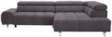Graues Ecksofa mit Ottomane rechts, Vorderansicht