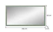 Rechteckiger Wandspiegel mit grünlichem Rahmen, Maße ca. 106 x 55 cm und Rahmenstärke ca. 2 cm, Frontalansicht.