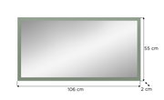 Rechteckiger Wandspiegel mit grünlichem Rahmen, Maße ca. 106 x 55 cm und Rahmenstärke ca. 2 cm, Frontalansicht.