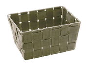 Rechteckiger Badkorb Adria mini in Taupe, aus geflochtenem Material, seitliche Perspektive