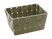 Rechteckiger Badkorb Adria mini in Taupe, aus geflochtenem Material, seitliche Perspektive