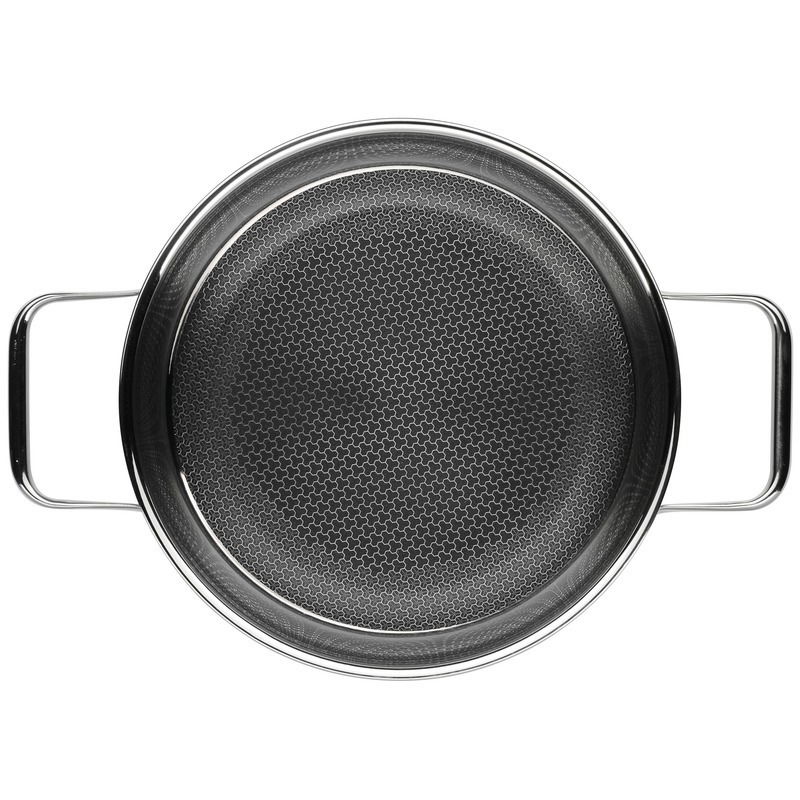 Servierpfanne 24cm aus Edelstahl mit zwei Griffen, Draufsicht