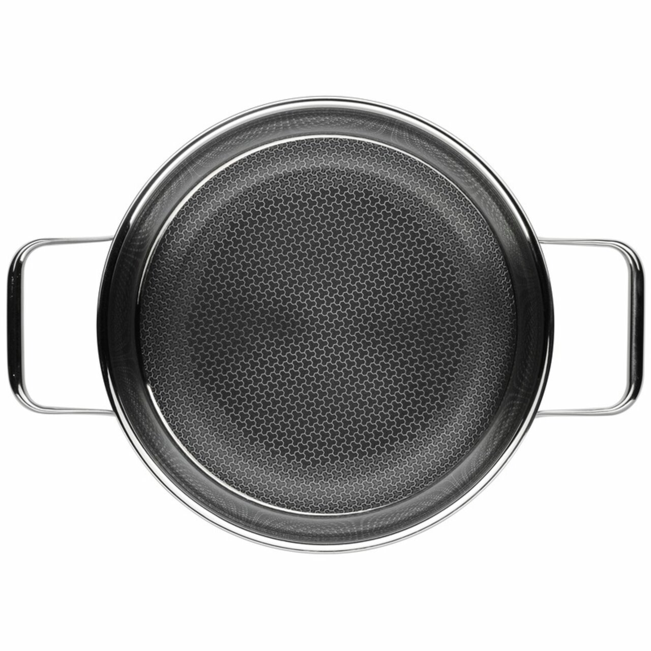 Servierpfanne 24cm aus Edelstahl mit zwei Griffen, Draufsicht