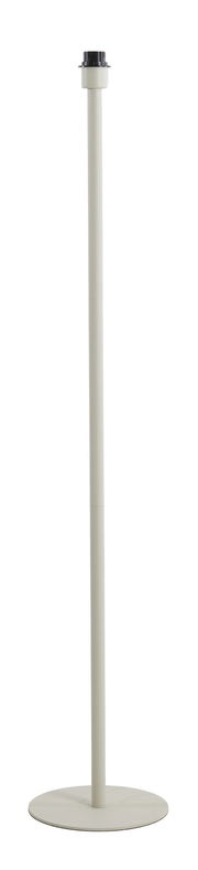 Stehleuchte in seitlicher Perspektive, schlanker weißer Ständer mit rundem Sockel.