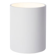 Cilindrische witte wandlamp vanuit zijaanzicht