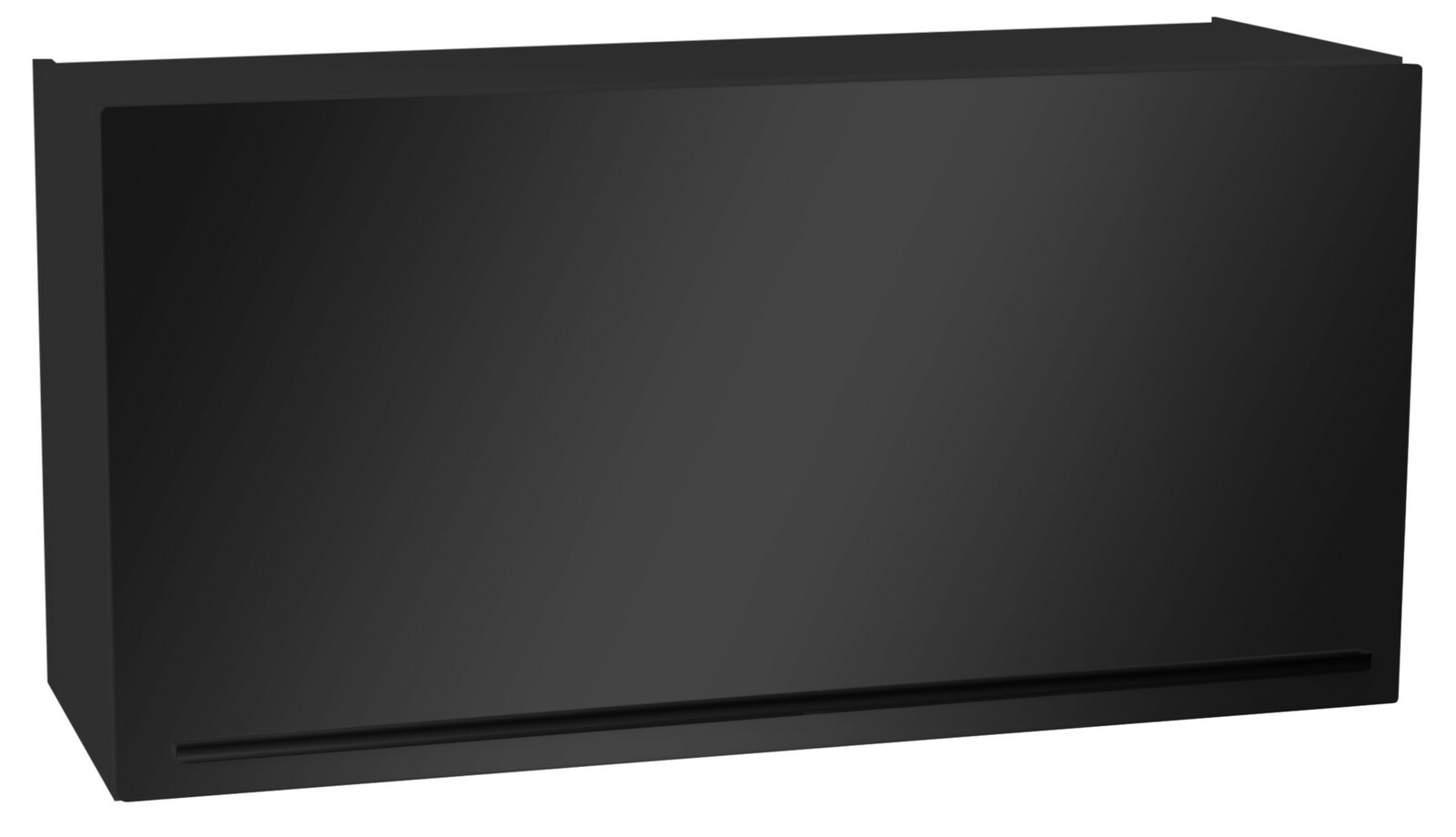 Schwarzer Hängeschrank in Frontalansicht