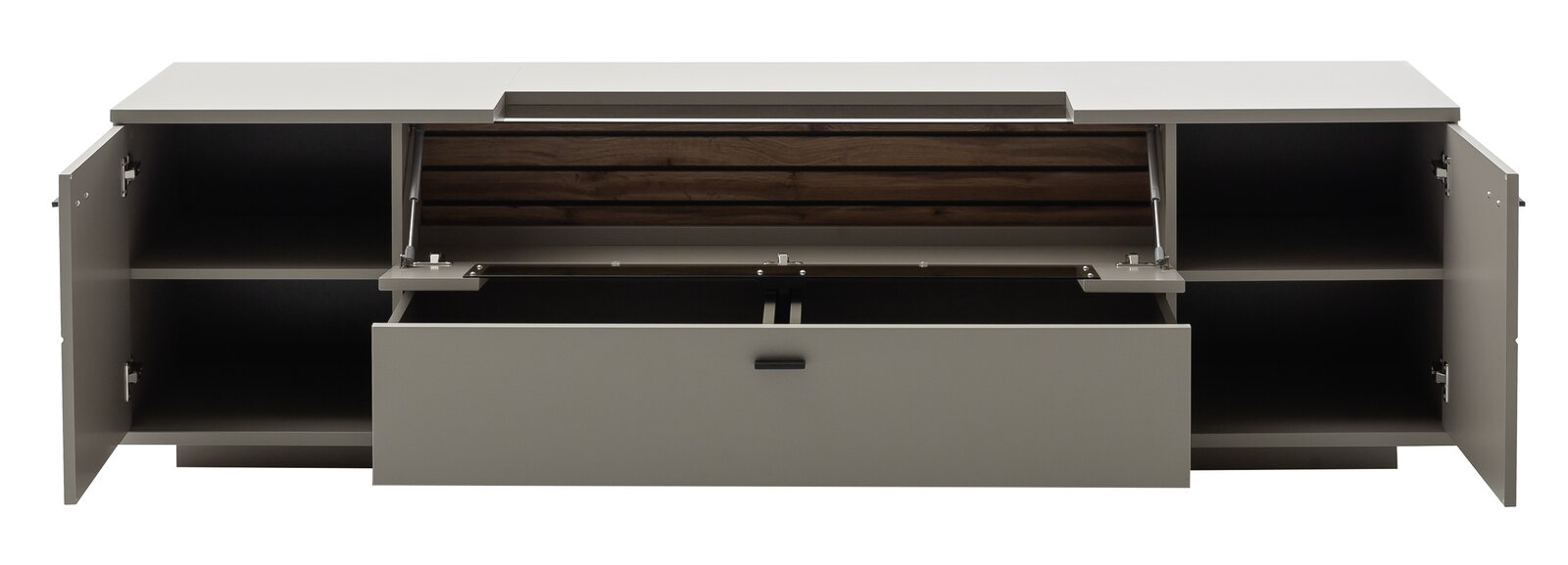 TV-Element mit offenen Türen und Schublade, Frontansicht