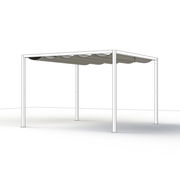 Moderne Pergola mit Faltdach aus seitlicher Perspektive