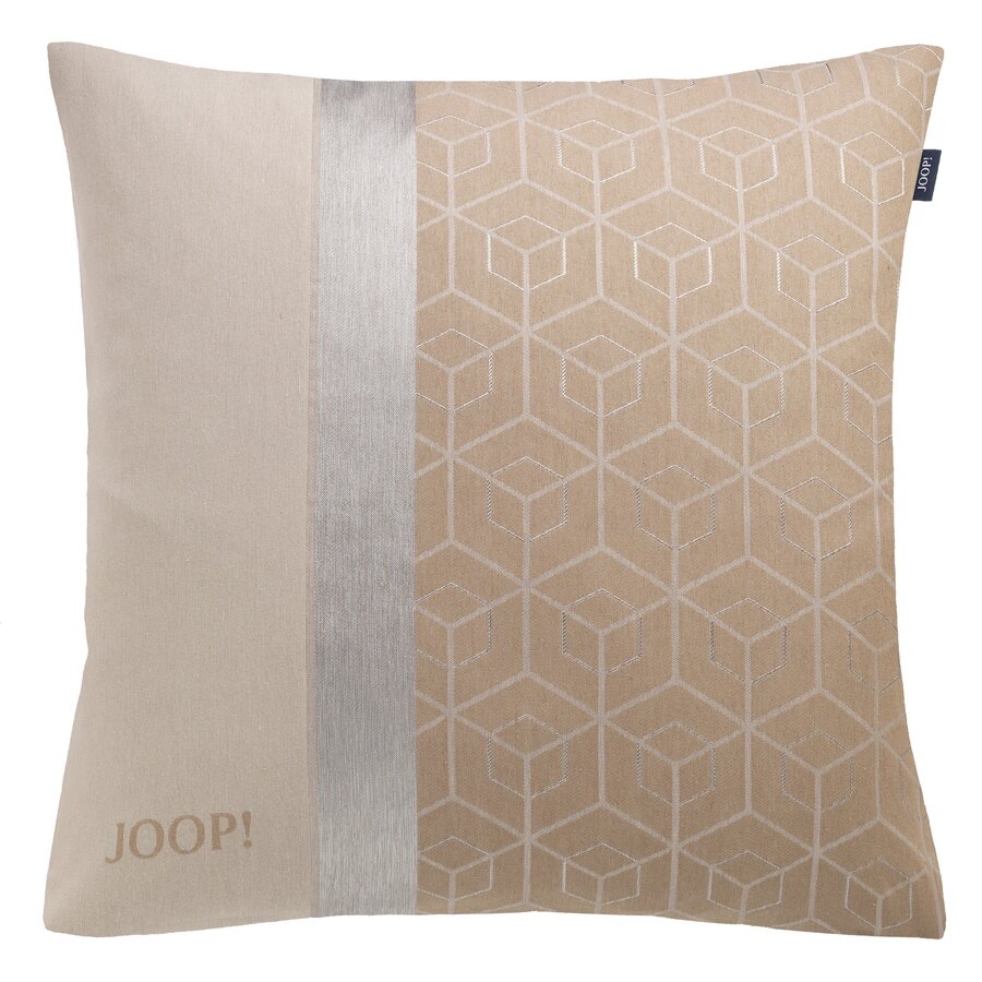 JOOP! Zierkissenhülle 50x50cm J!METRIC Beiger JOOP! Zierkissenbezug mit geometrischem Würfelmuster und vertikalem Streifen, Frontansicht