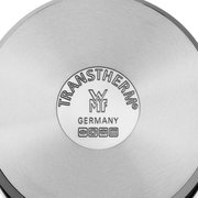Bodenansicht eines WMF TransTherm Gemüsetopfs, hergestellt in Deutschland, mit Symbolen für verschiedene Herdarten.