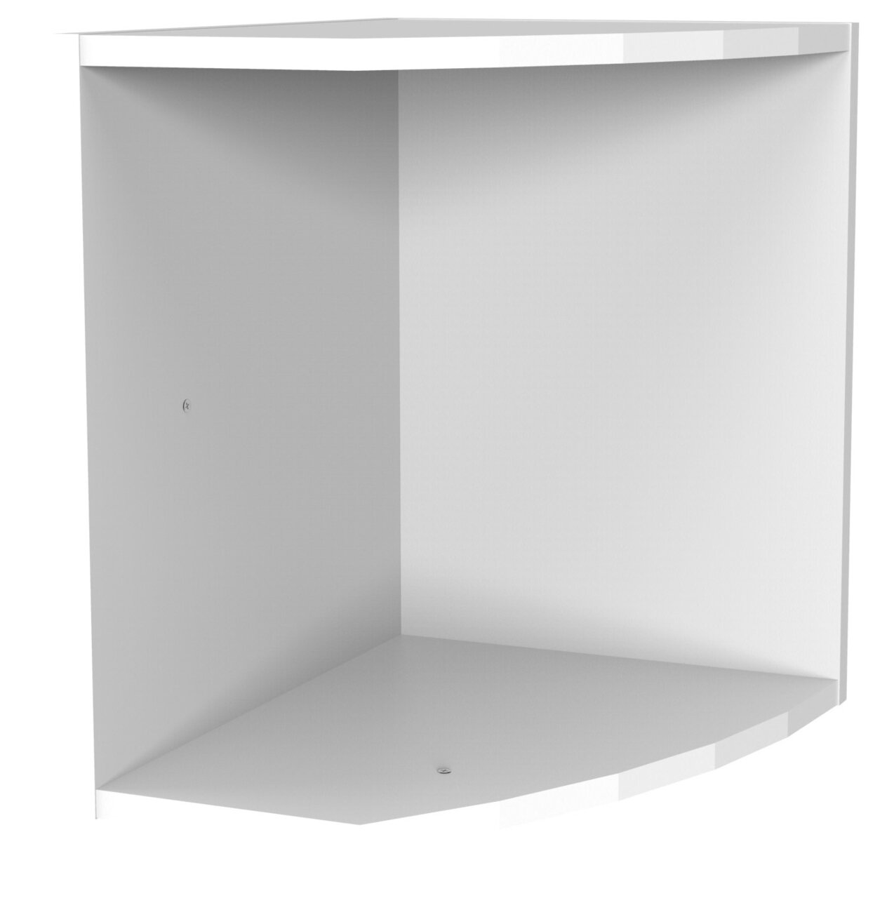 XORA Aufsatz für Abschlussregal MULTIRAUMKONZEPT Weißer Eckaufsatz für Abschlussregal, perspektivisch von vorne links betrachtet.