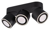 Schwarzer LED-Einbauspot TAURUS mit drei verstellbaren Leuchten, seitliche Perspektive