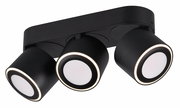 Schwarzer LED-Einbauspot TAURUS mit drei verstellbaren Leuchten, seitliche Perspektive