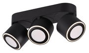 Schwarzer LED-Einbauspot TAURUS mit drei verstellbaren Leuchten, seitliche Perspektive