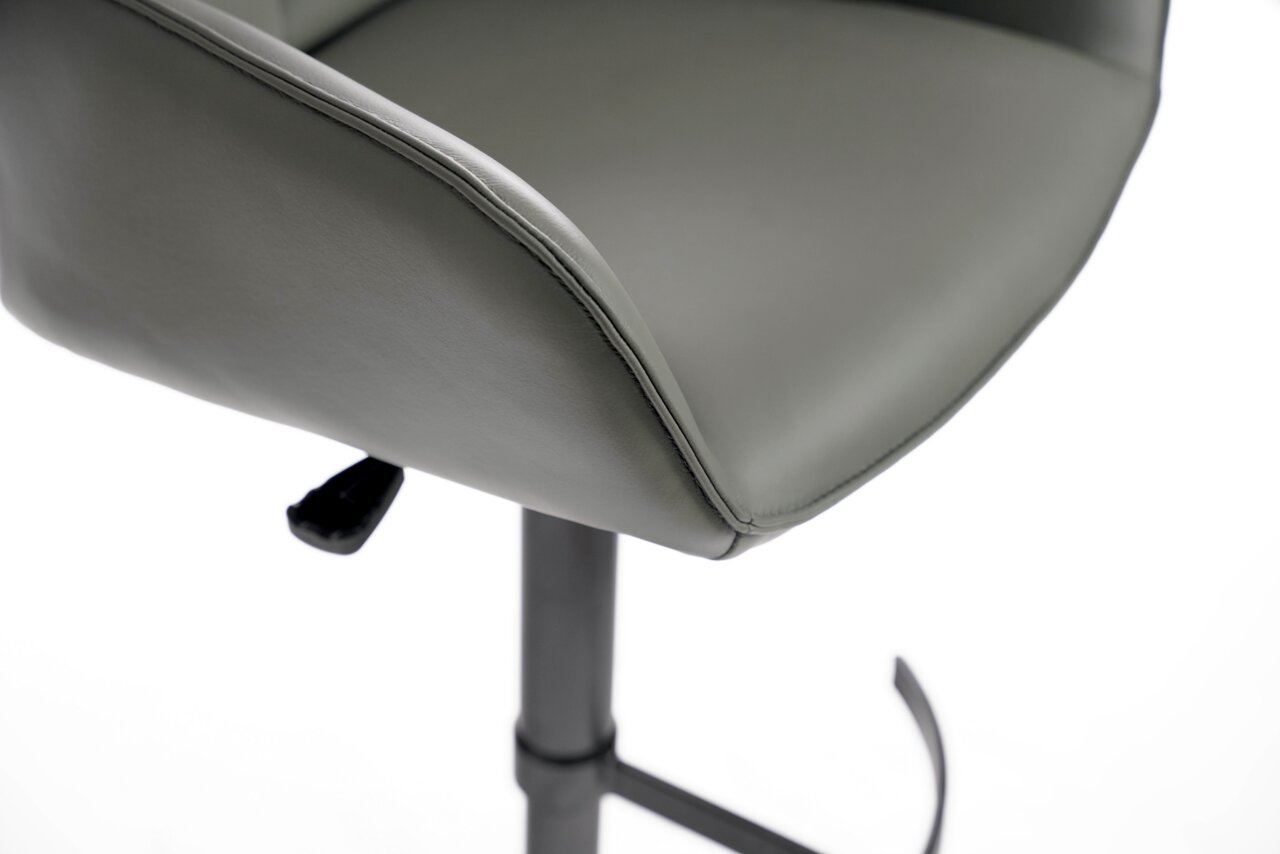 Novel Barhocker YUKI Nahaufnahme eines grauen Barhockersitzes mit verstellbarem Hebel, seitliche Perspektive