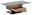 Moderner Couchtisch mit Glasplatte und Holzschublade, seitliche Perspektive
