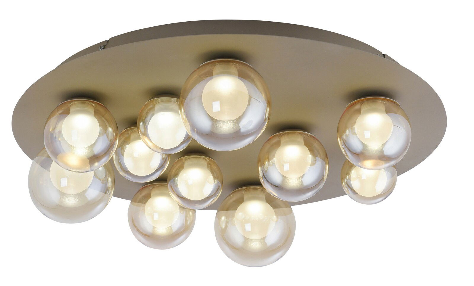 LED-Deckenleuchte mit mehreren kugelförmigen Glaskörpern, Ansicht von unten