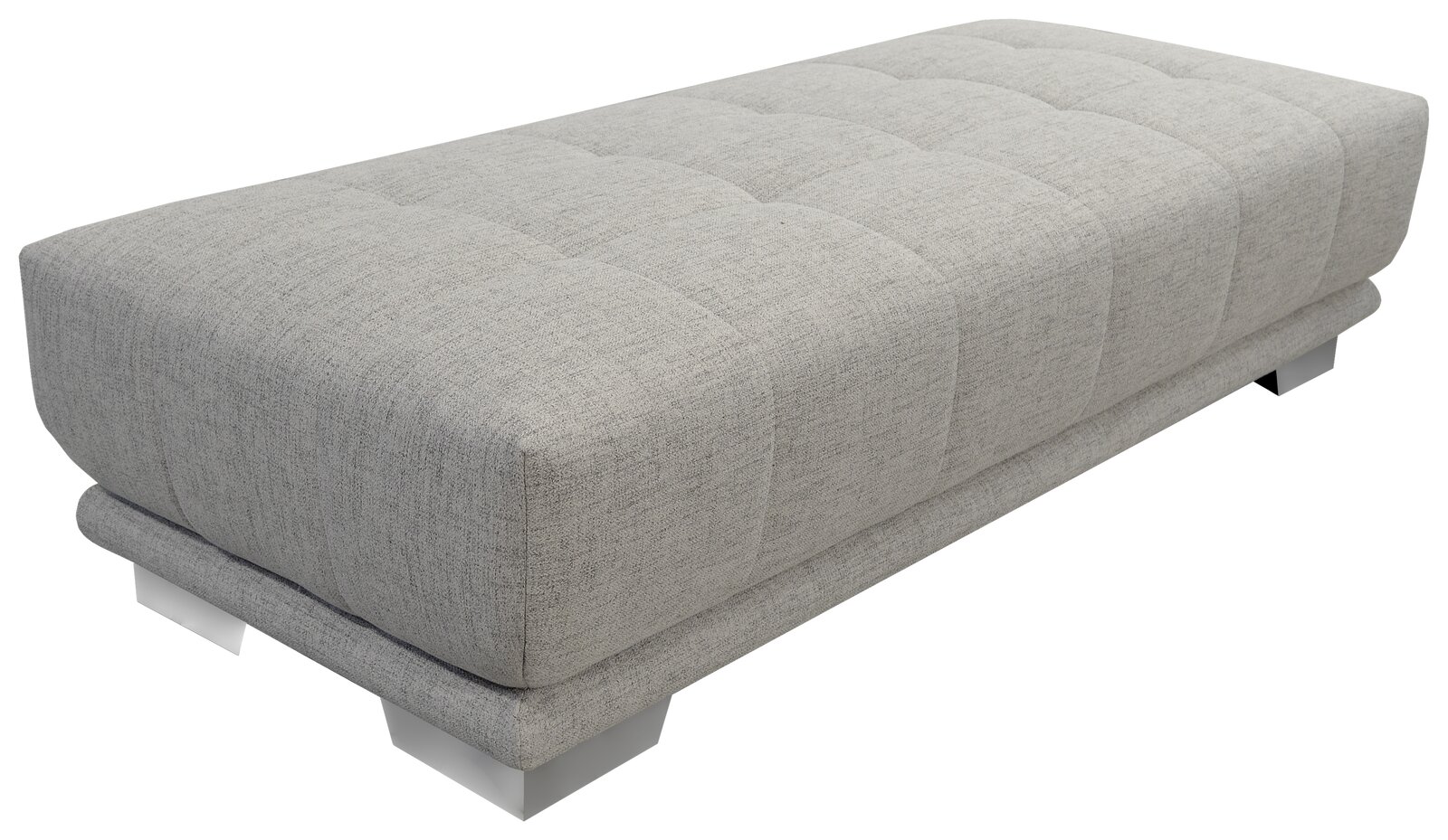 Grauer, rechteckiger Hocker aus Stoff in seitlicher Perspektive