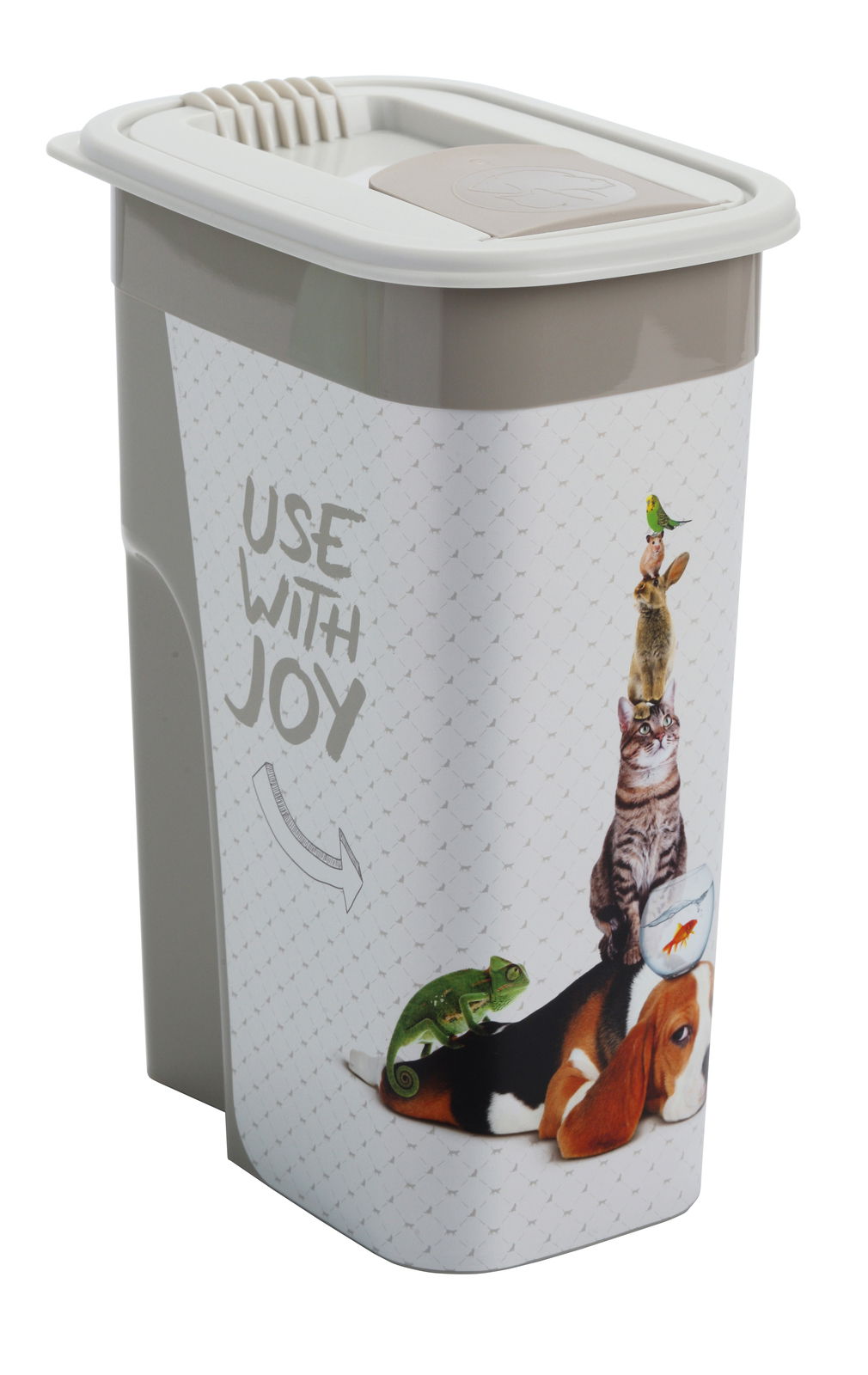 rotho Tierfutter Schüttdose 4.1 l FLO Tierfutter Schüttdose 4.1 l mit fröhlichem Tierdesign, seitliche Perspektive