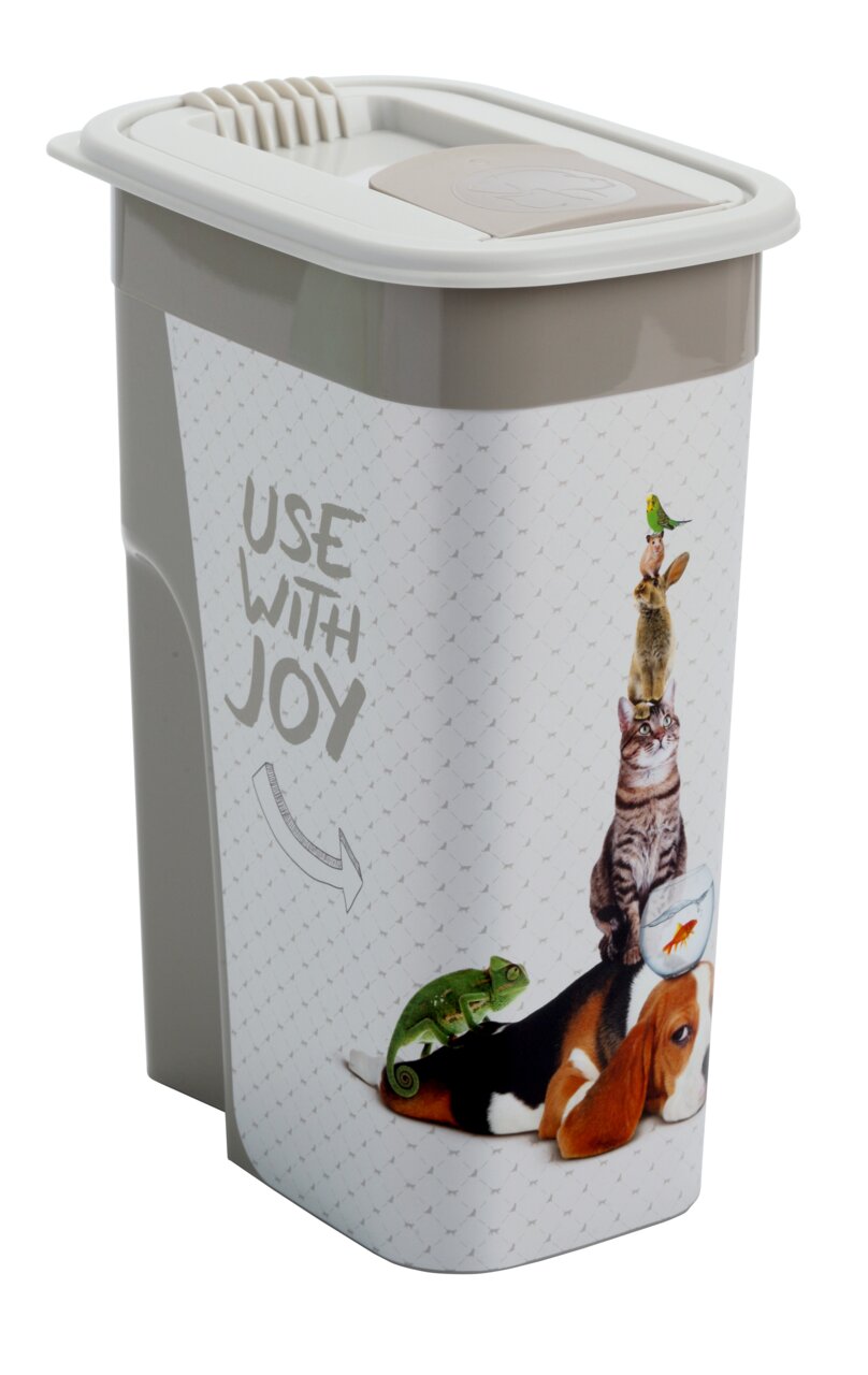 Tierfutter Schüttdose 4.1 l mit fröhlichem Tierdesign, seitliche Perspektive