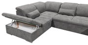 Graue Ecksofa mit Stauraum, Ansicht von schräg oben