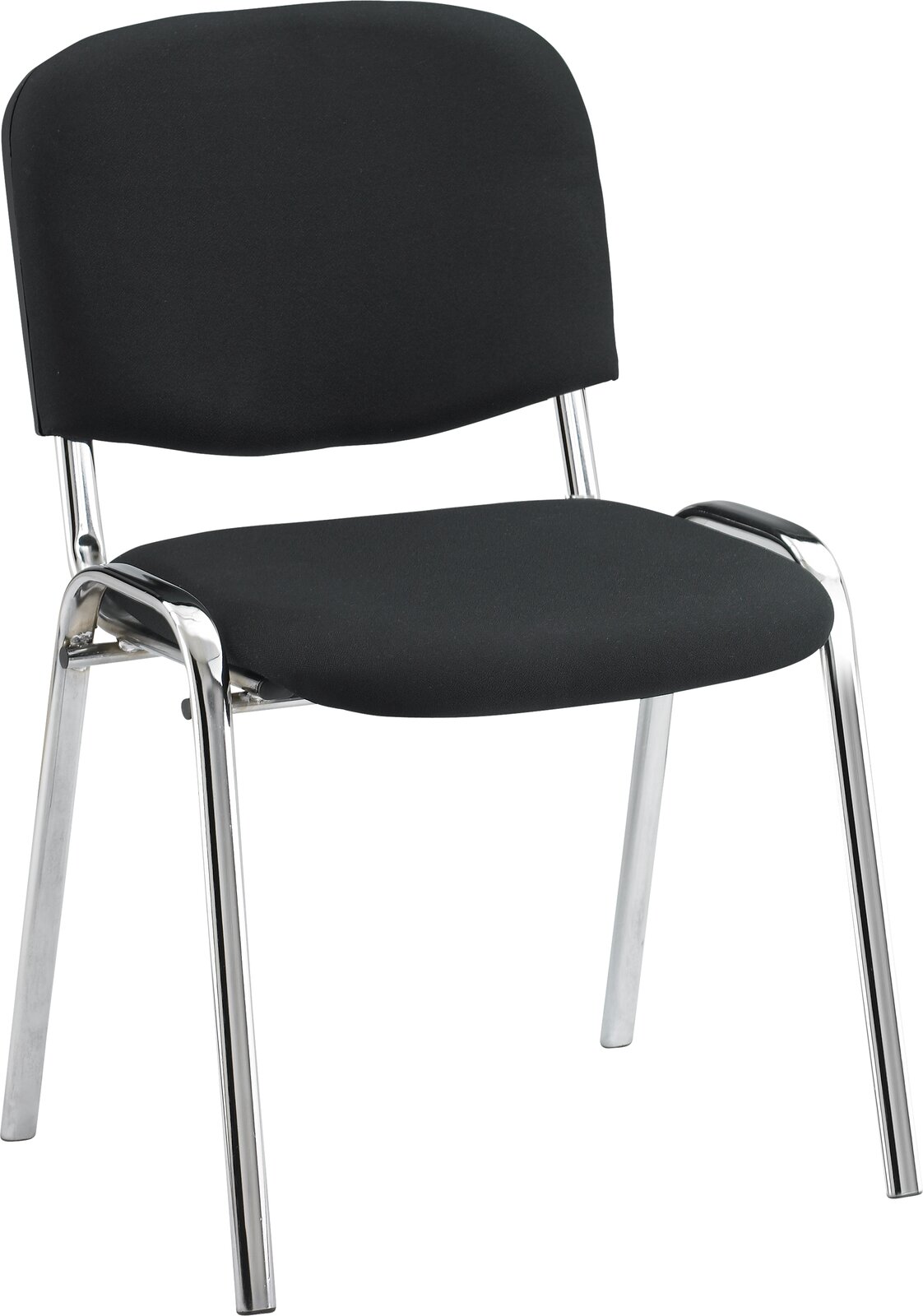XORA Besucherstuhl VISI Schwarzer Besucherstuhl mit verchromten Beinen, seitliche Perspektive
