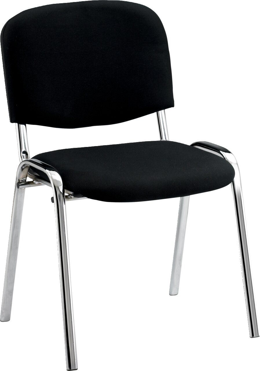 XORA Besucherstuhl VISI Schwarzer Besucherstuhl mit verchromten Beinen, seitliche Perspektive