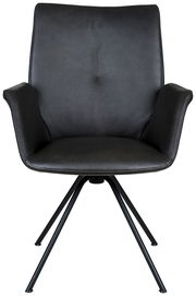 Moderner schwarzer Sessel mit Armlehnen und Metallbeinen, Frontalansicht