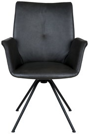 Moderner schwarzer Sessel mit Armlehnen und Metallbeinen, Frontalansicht