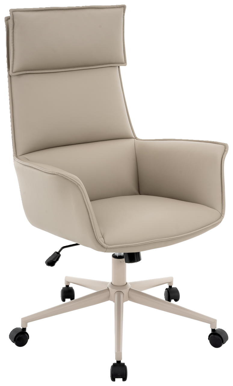 Novel Chefsessel MAURO Beiger Chefsessel mit hoher Rückenlehne und Armlehnen, seitliche Perspektive