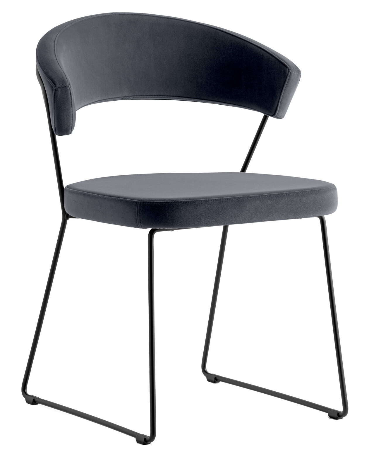 Connubia Stuhl NEW YORK Moderner Stuhl mit schwarzem Metallgestell und gepolsterter Rückenlehne, seitliche Perspektive
