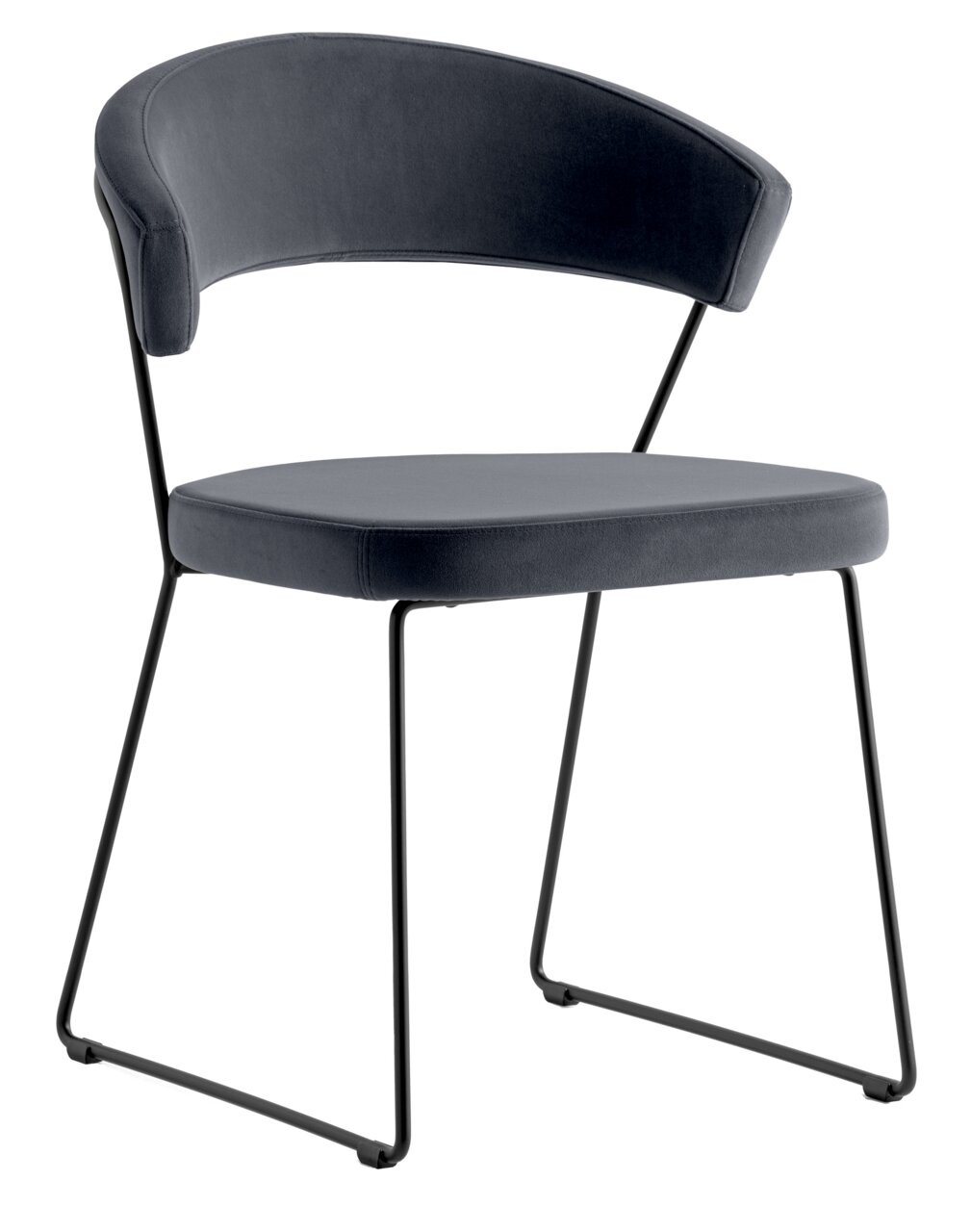Connubia Stuhl NEW YORK Moderner Stuhl mit schwarzem Metallgestell und gepolsterter Rückenlehne, seitliche Perspektive