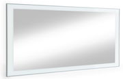 Rechteckiger Wandspiegel mit weißem Rahmen, seitliche Perspektive