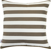Outdoor Kissen mit braun-weißen Streifen, Vorderansicht