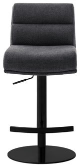 Moderner Barstuhl in dunklem Stoffbezug, Frontalansicht