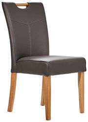 Brauner Stuhl aus der Serie STOCKHOLM mit Holzbeinen, seitliche Perspektive