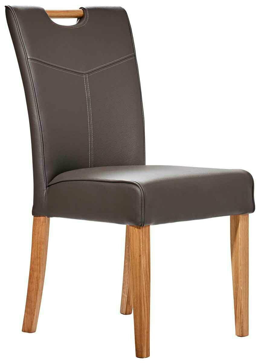 Brauner Stuhl aus der Serie STOCKHOLM mit Holzbeinen, seitliche Perspektive