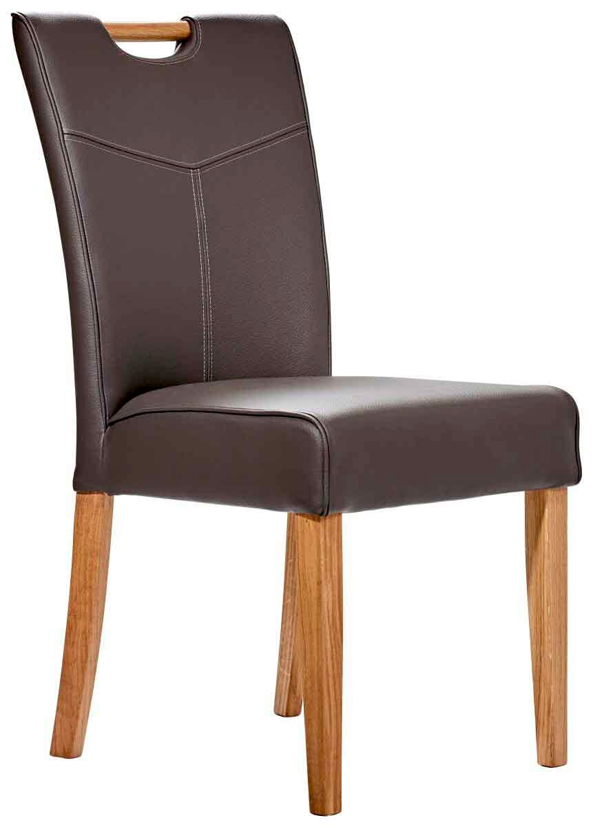 Brauner Stuhl aus der Serie STOCKHOLM mit Holzbeinen, seitliche Perspektive