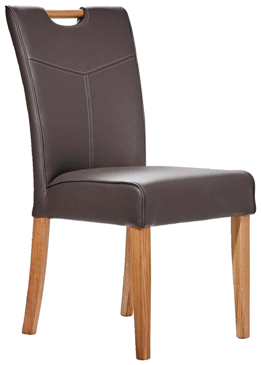 Brauner Stuhl aus der Serie STOCKHOLM mit Holzbeinen, seitliche Perspektive