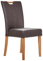 Brauner Stuhl aus der Serie STOCKHOLM mit Holzbeinen, seitliche Perspektive