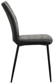 Moderner grauer Stuhl mit schwarzem Metallgestell, Seitenansicht