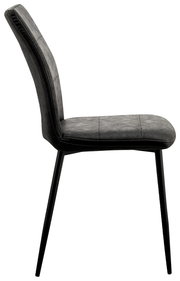 Moderner grauer Stuhl mit schwarzem Metallgestell, Seitenansicht