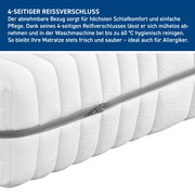 Kaltschaummatratze H4 mit abnehmbarem Bezug und 4-seitigem Reißverschluss, seitliche Perspektive