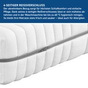 Kaltschaummatratze H4 mit abnehmbarem Bezug und 4-seitigem Reißverschluss, seitliche Perspektive