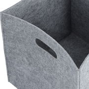 Grauer Filz-Aufbewahrungskorb mit Grifföffnung, seitliche Perspektive
