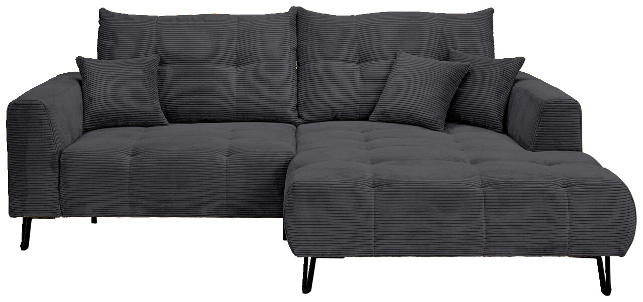Graues Ecksofa mit Ottomane rechts, Vorderansicht