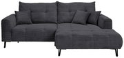 Graues Ecksofa mit Ottomane rechts, Vorderansicht