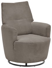Grauer, drehbarer Sessel mit geripptem Stoffbezug, Vorderansicht