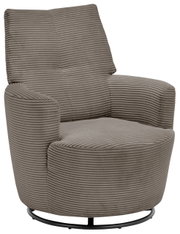 Grauer, drehbarer Sessel mit geripptem Stoffbezug, Vorderansicht