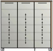 Vorderansicht eines XL-Schuhschranks mit drei Türen und modernem Design.